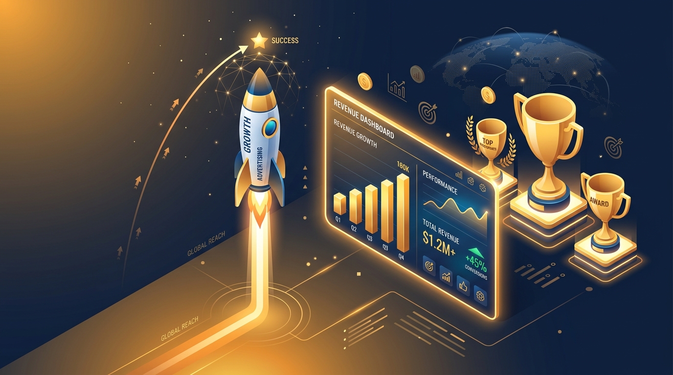 Meta Ads vs Google Ads: Which Gives Faster ROI in 2026? Small business revenue growth results from Meta ads vs Google ads digital strategy rocket dashboard